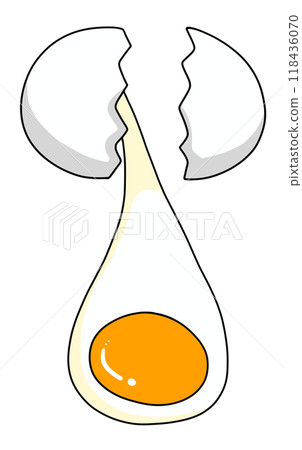 A simple cracked egg with a solid color 118436070