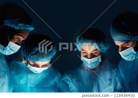 Team of surgeons at work. Doctors performing operation in hospital 118436450