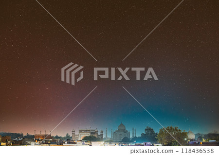 Jaipur, Rajasthan, India. Amer Fort Or Amber Fort, Amer, Rajasthan, India In sunset Time. Amer Palace Is Great Example Of Rajput Architecture. Amber Fort Principal Tourist Attraction In Jaipur. Sunset 118436538