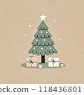 A room with a Christmas tree 118436801