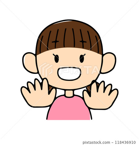 一個女孩用手錶達數字 10 的插圖 118436910