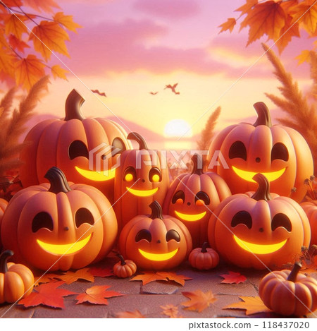 The magic of Halloween with smiling faces 118437020