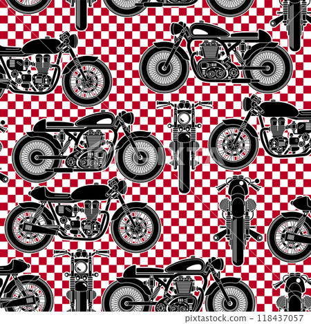 Seamless pattern with classic bikes, 118437057