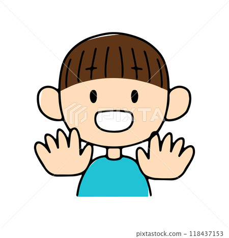 圖1 男孩用手錶達數字 圖1 男孩用手錶達數字 118437153