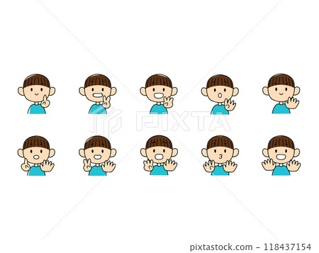 Illustration set of boys expressing numbers with their hands 118437154