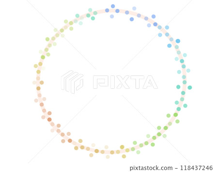 Dense pastel colored dotted floral circle frame 118437246