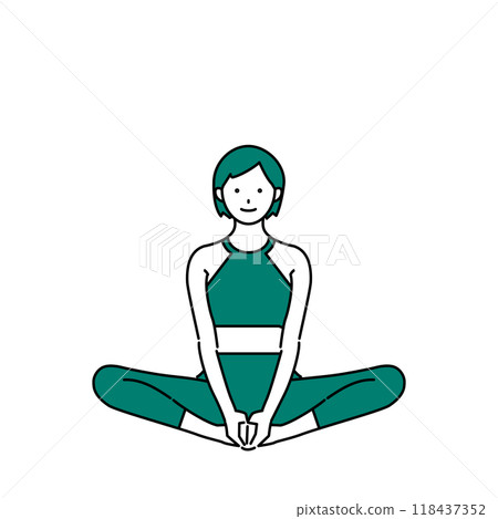 一個女人做瑜珈姿勢的插圖 一個女人做瑜珈姿勢的插圖 118437352