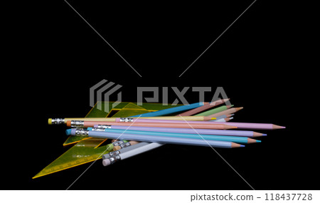 stationery pencils, rulers 118437728
