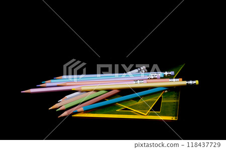 stationery pencils, rulers 118437729