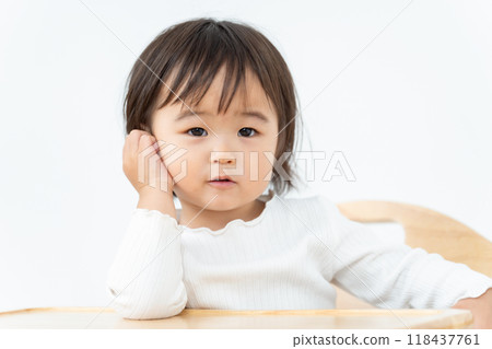 Girl baby chair happy Girl baby chair happy 118437761