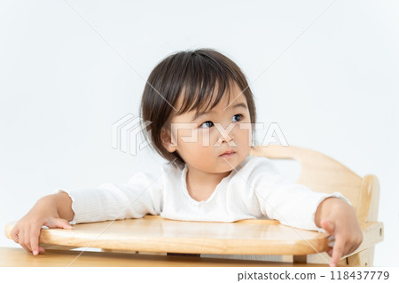 Girl baby chair happy 118437779