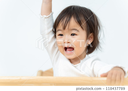 Girl baby chair happy 118437789