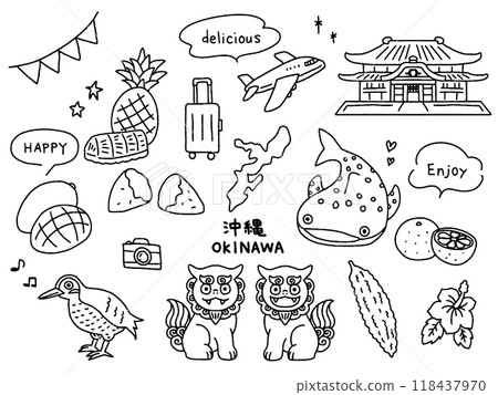 Okinawa hand drawn illustration set Okinawa hand drawn illustration set 118437970