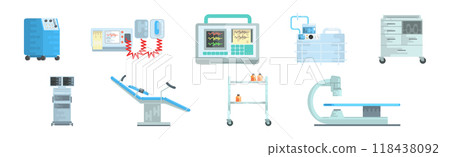 Hospital and Medical Diagnostic Equipment for Health Monitoring Vector Set Hospital and Medical Diagnostic Equipment for Health Monitoring Vector Set 118438092