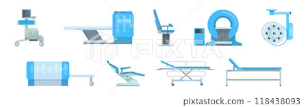 Hospital and Medical Diagnostic Equipment for Health Monitoring Vector Set 118438093