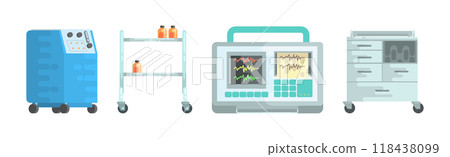 Hospital and Medical Diagnostic Equipment for Health Monitoring Vector Set 118438099