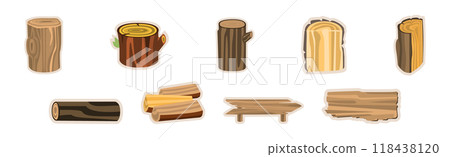 Wood and Lumber Material Sticker and Element Vector Set. Wood and Lumber Material Sticker and Element Vector Set. 118438120