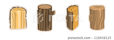 Wood and Lumber Material Sticker and Element Vector Set. 118438125