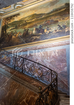 Interior and exterior of Fontainebleau Castle, France 118438792