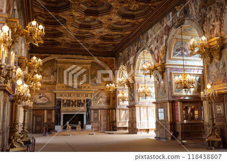 Interior and exterior of Fontainebleau Castle, France Interior and exterior of Fontainebleau Castle, France 118438807