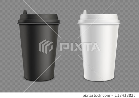 Mockup black and white disposable paper coffee mug 118438825