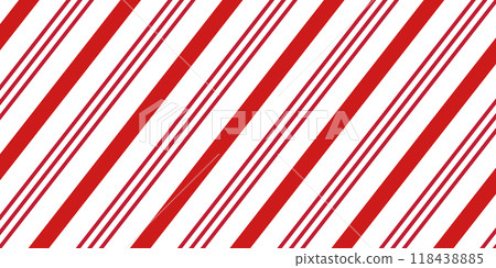 Candy cane stripe pattern, holiday background. Vector diagonal red abstract design 118438885
