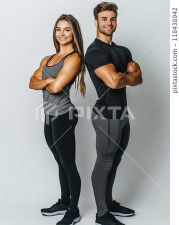 Fit and Confident Couple in Activewear 118438942