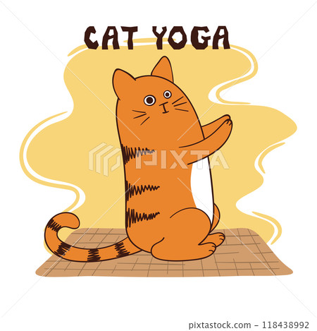 Funny yoga cat vector illustration. Yoga for kids Funny yoga cat vector illustration. Yoga for kids 118438992