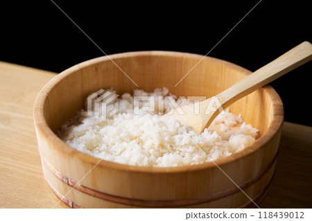 Vinegared rice mixed in a rice bowl Vinegared rice mixed in a rice bowl 118439012