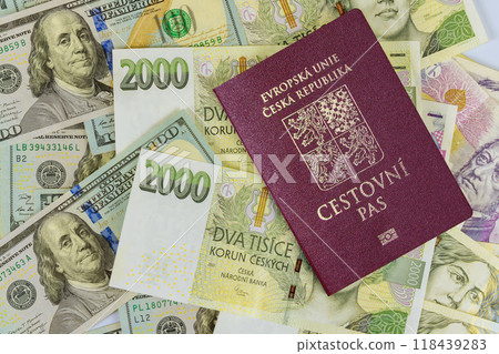 Citizens of Czech Republic who experience inflation invest their savings by purchasing dollars in United States with their passports issued by Czech Republic 118439283