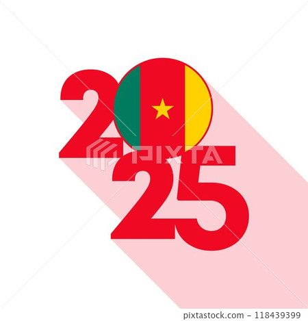 2025 banner with Cameroon flag inside. Vector illustration. 118439399