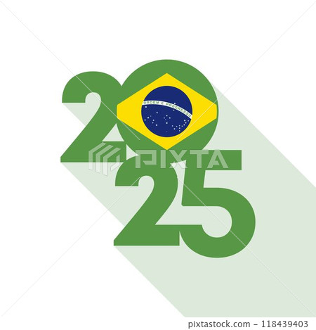 2025 banner with Brazil flag inside. Vector illustration. 118439403