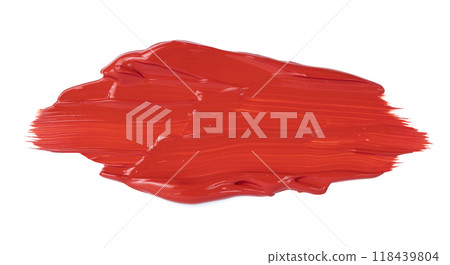 A red acrylic brush stroke isolated on a white background. High quality illustration A red acrylic brush stroke isolated on a white background. High quality illustration 118439804