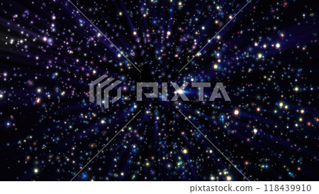 Abstract background of bright purple glowing shiny dots of bokeh stars and circles of beautiful festive space 118439910