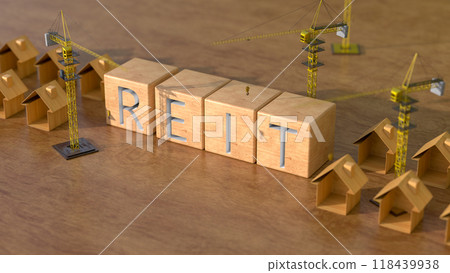 REIT. Concept image of Business Acronym REIT as Real Estate Investment Trust. 3d rendering 118439938