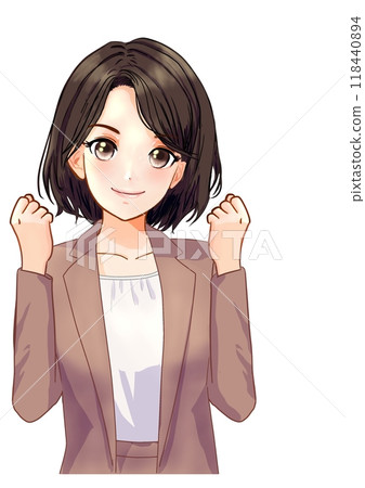 A woman doing a guts pose 118440894