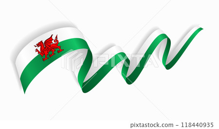 Welsh flag wavy abstract background. Vector illustration. 118440935