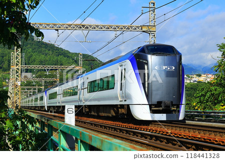 穿過鳥澤橋的特快列車 118441328