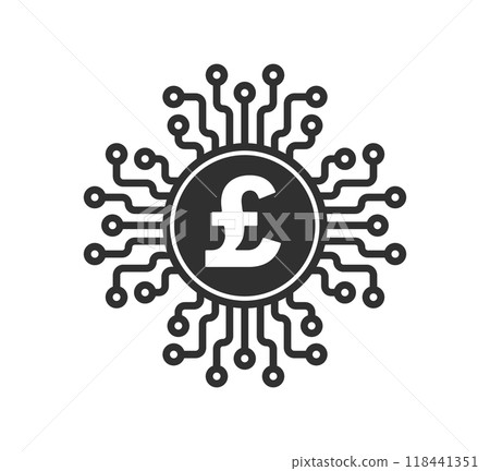 Pound digital online money icon symbol. Web Cryptocurrency, technology sign. Vector illustration image. Isolated on white background. Pound digital online money icon symbol. Web Cryptocurrency, technology sign. Vector illustration image. Isolated on white background. 118441351
