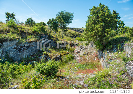 Uugu bluff or cliff on the Muhu Island in Estonia, located by the and near the island of Saaremaa 118441533