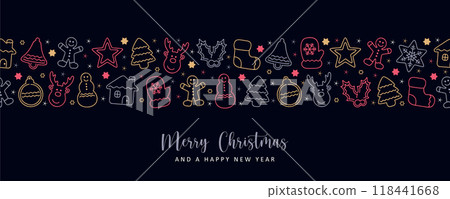christmas card with winter decoration border gingerbread vector illustration 118441668