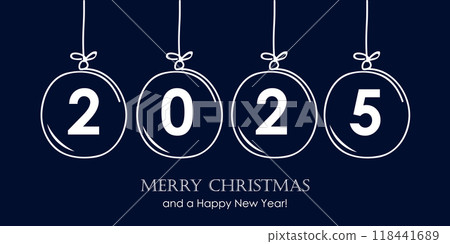 hanging christmas balls 2025 isolated vector illustration hanging christmas balls 2025 isolated vector illustration 118441689