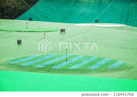 Golf driving range green 118441768