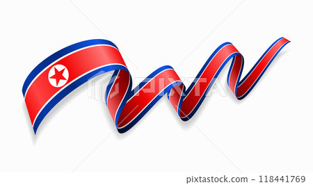 North Korean flag wavy abstract background. Vector illustration. 118441769