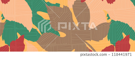 Banner, autumn background with maple leaves - vector drawing 118441971