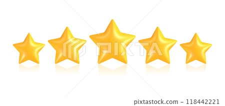 Five yellow stars arranged in a row. Vector illustration Five yellow stars arranged in a row. Vector illustration 118442221