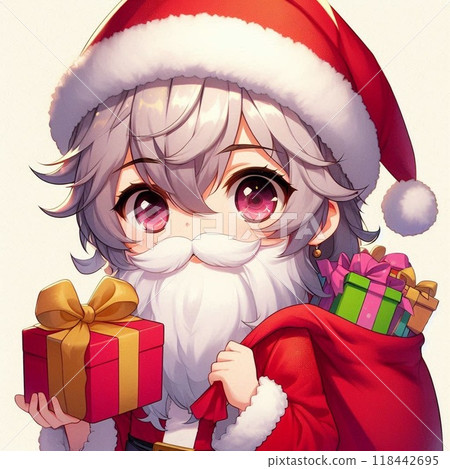Smile Santa Claus with a present 118442695