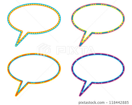 White speech bubble with colored dashed oval 118442885
