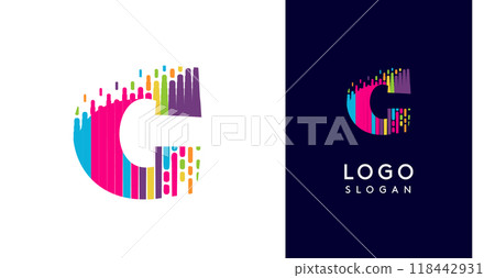 Colorful stripes transitioning into pixel-like... - Stock Illustration ...