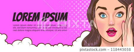 woman talking whispering gossip secret retro pop art comic vintage 118443038